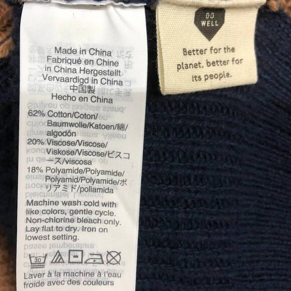 Madewell Women's Sweater Thompson Blue Tan Colorblock Pocket size XS - Picture 4 of 5